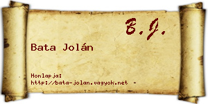 Bata Jolán névjegykártya